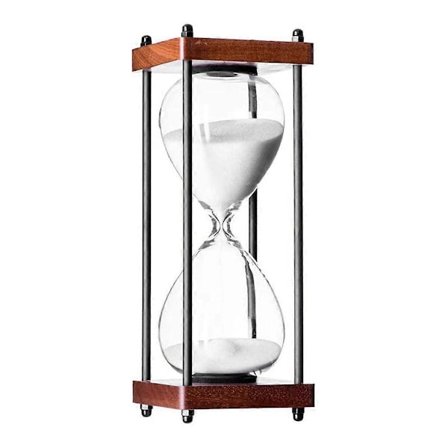 Stort timeglass, 60 minutter, dekorativt timeglass i tre