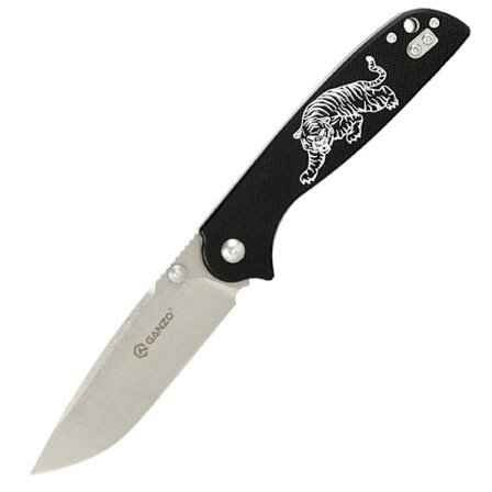 GANZO - G6803-TG - Black folding knife with tiger pattern