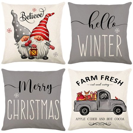 Hauska Joulu Lumhiutale Perhe Metsä Anna Lumisadea Puuvilla Pellava Heittotyynynpäällinen Henkilökohtainen (18 x 18 Tuumaa)