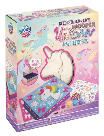 Dyo Wooden Unicorn Jewellery Box +6 Paint/Stickers Patterned Sense