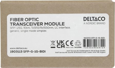Deltaco SFP 1.25G, 10km, Tx1310/Rx1550nm, LC interface, SM simplex