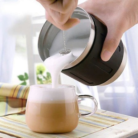 Handhållen mjölkskummare och drinkmixer, elektriska skumblender-tillbehör i rostfritt stål - Handhållen skummare vispstav för att göra kaffe, ma