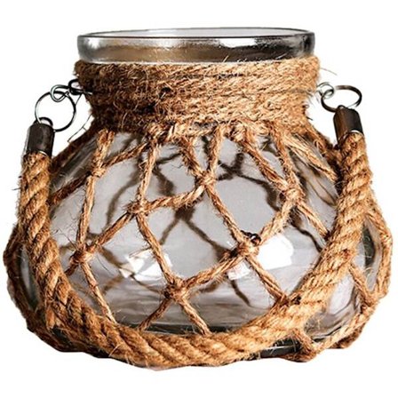 Hydroponisk flettet tau klart glass vintage vase hjemmedekor klart glass vase hamp tau blomsterdisplay B