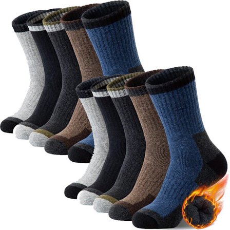 10 Par Uldsokker til Mænd, Super Tykke Vandresokker til Koldt Vejr, Termiske Varme Vinter Tykke, Fugttransporterende Sokker med Runde Støvler10 
