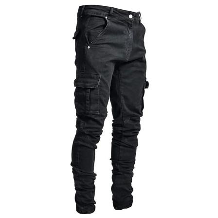 Skinny denim jeans for menn Casual Slim Fit Bukser Black XL