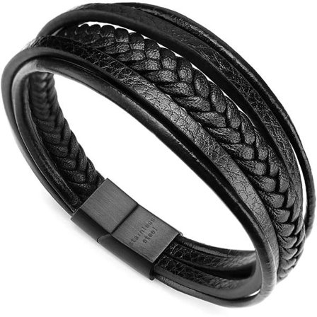 Herrarmband Armband i äkta läder flätat med magnetlås