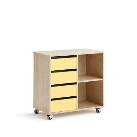 Student storage CASPER, 4 drawers, 2 compartments, birch, sky blue