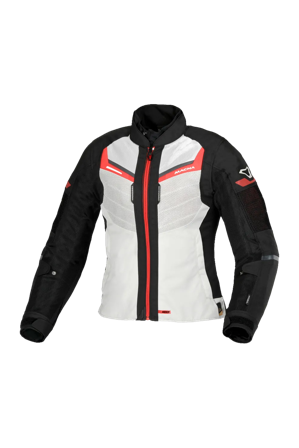 Giacca Moto Donna Macna Tondo Grigio Chiaro/Nero/Rosso L