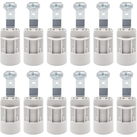 E14 Fatning Pakke 12, E14 Fatning, Trådjusterbar Lysekroneholder til termoplastiske fatninger til Stearinlys og Bordlamper