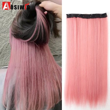 20 tuuman synteettinen pitkä suora klipsi, yksiosainen hiustenpidennys 4 klipsiä tekovaaleat hiukset ruskea musta lämmönkestävä tekohius