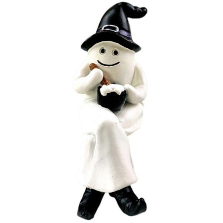 Halloween Spøgelsespynt Søde Harpiks Fejende Siddende Læsende Spøgelsesfigurer Mini Bordplade Statue til Hjemmekontorindretning