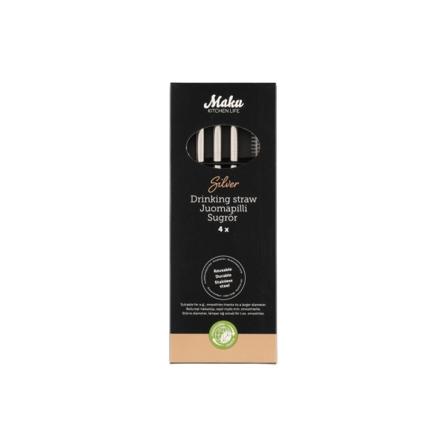 Maku Sugrör, rostfritt stål 8 mm 4-pack