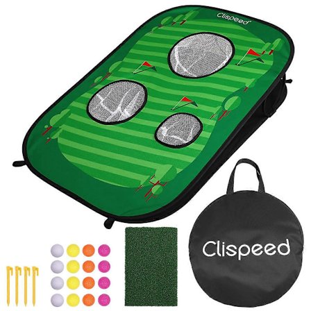 Clispeed Taitettava Chipperiverkko Cornhole Pelisetti Golfin Kohdeverkko Sisä- ja Ulkotiloihin Harjoitteluun