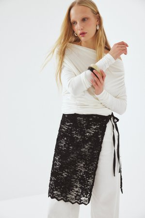 NA-KD Minirock mit Spitzenbindung - Miniröcke - Schwarz - S