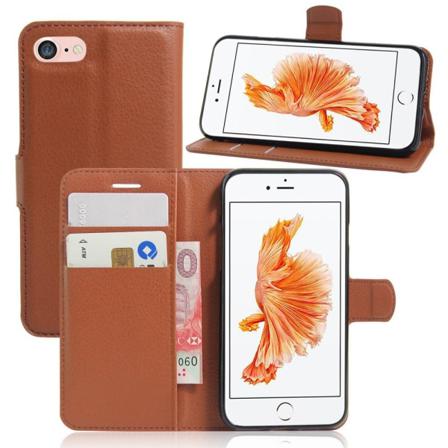 Iphone 7/8/se (2020/2022) - Litchi Plånboksfodral - Brun Brun