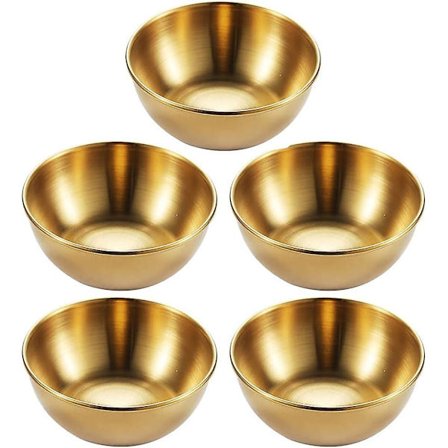5 stk rustfrie stål dip skåler runde krydder skåler sushi dipping bolle fat fat mini forrett tallerkener krydder skål fat tallerkener gull