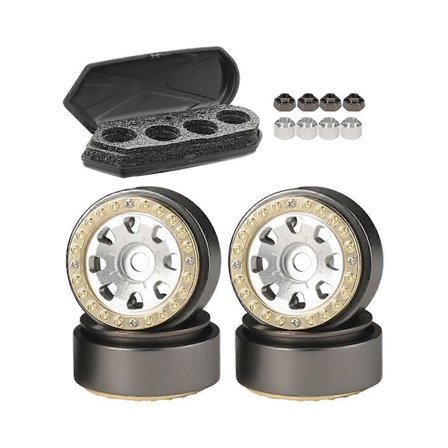 4 stk. 96G 1.0 Metall Beadlock Felgnav for Axial SCX24 AX24 TRX4M FMS FCX24 1/18 1/24 RC Crawler Bil