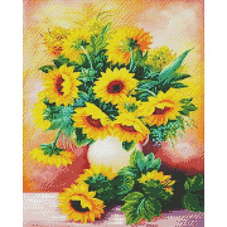 Solros blomma handgjord dekorativ väggmålning DIY diamant P