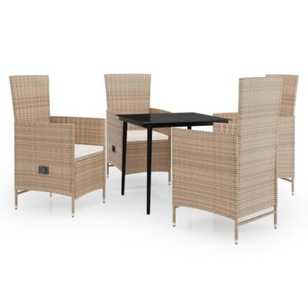 Vidaxl Matgrupp För Trädgården Med Dynor 5 Delar Beige Beige