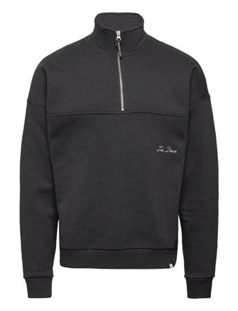 Carter Wool Halfzip Sweatshirt Sweat-shirt Tröja Svart Les Deux