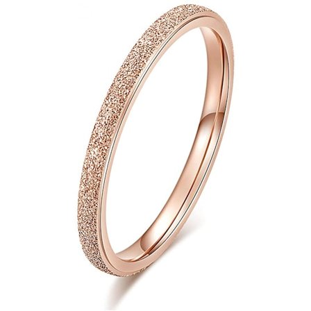 Ringar för kvinnor Frostad rostfritt stål Damring 2mm ----Rose Gold ( Storlek 6 )