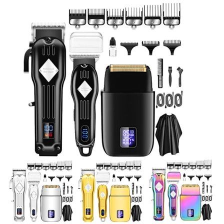 Ammattimainen hiustenleikkuukone ja partaleikkurisarja Black