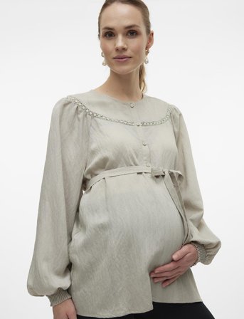 Mamalicious Mlziara Lia L/S Wo Top 2F - Grey - XS