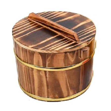 Trätunnor med lock ris skål öl bar fotografering rekvisita isolerad rostfritt stål ris hink-hhny