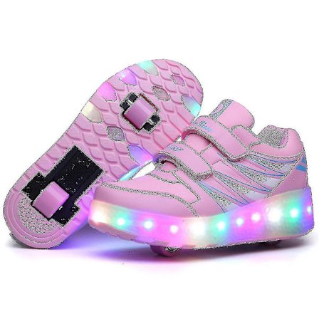 2022 Nya Led Light Up Roller Shoes Double Wheel USB Uppladdningsbara skridskoskor