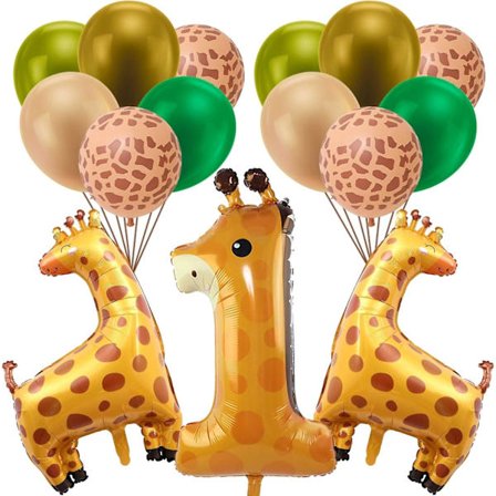 15 stk. Giraf ballon sæt til første fødselsdag, dyretema fødselsdag dekorationer, folie balloner festartikler til drenges første fødselsdag