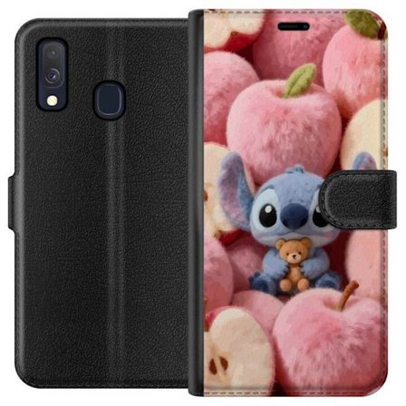 Yhteensopiva Lompakkokotelo Samsung Galaxy A40 Stitch vaaleanpunaisten pörröisten omenoiden joukossa, joissa on teddy ja söpö kawaii-esteettisyys