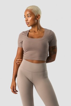 ICANIWILL - Nimble Soft Cropped T-shirt Dusty Brown - Dames - sportkleding van ICIW