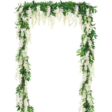 2 stk. 6ft/stk. Kunstige Blomster Wisteria Girlande Kunstig Wisteria Vin Hængende Blomst Grønt Girlande til Hjem Have Udendørs Bryllup Blomsterbue 