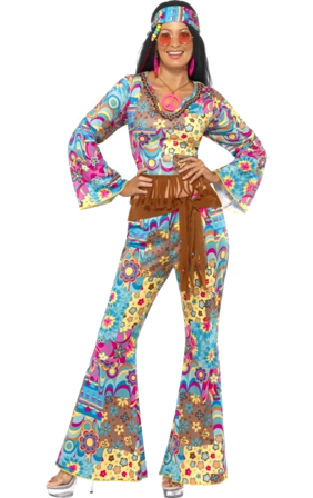 Hippi Flower Power Naamiaispuku S