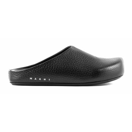 Marni, Textured Leather Clog Slippers Czarny, Mężczyzna, Rozmiar: 40 EU