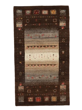 90X162 Tapis Gabbeh Loribaft Moderne Noir/Marron (Laine, Inde) Carpetvista