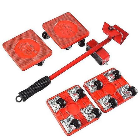 Ays 5-delt sæt møbelflyttere transportværktøj møbelflytter rullende hjul rullestang tunge ting transport håndværktøj--