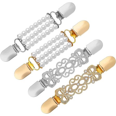 /EA/4 st Kvinnors Tröjklämma Koftklämma Vintage Metall Pärla Skjortbrosch Kragnål Klädsmycken Tillbehör, Metall