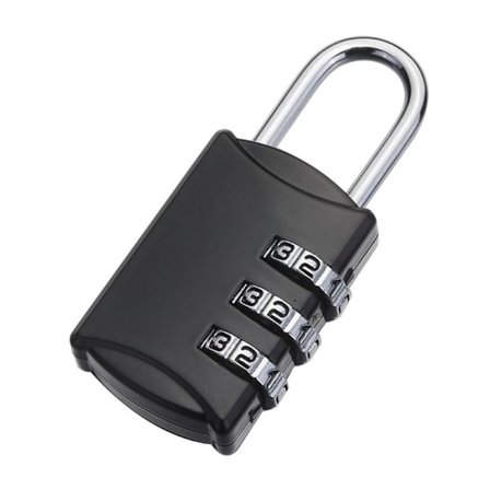 3-cifret nummer kode hængelås kombinationslås SORT