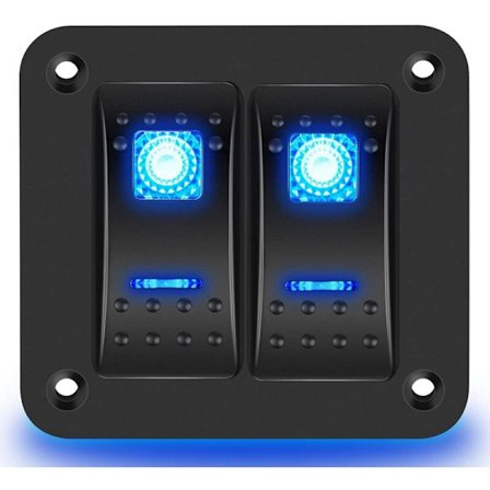 2-vägs vippströmbrytarpanel 5-stifts på/av förkopplad vippströmbrytare vattentät strömbrytarpanel för bil marin ATV släpvagn blå