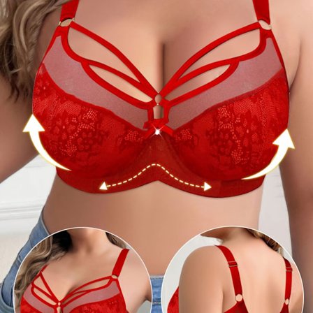 Elegant blondekantet BH for kvinner i store størrelser, ryggløs