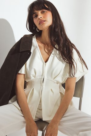 NA-KD - Punto topp med markert liv - Topper - Offwhite - L