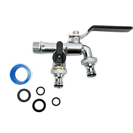 Lyxig Dubbelhuvud Kran - Svart / Silver