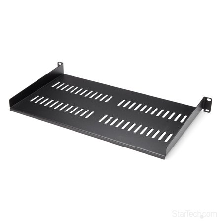 StarTech 1U Vented Server Rack Cabinet Shelf, 10in Deep Fixed Cantilever Tray, Rackmount Shelf for 19" AV/Data/Network Equipment Enclosure with Cage