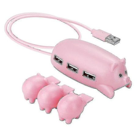 Pink Pig Laptop USB Hub 2.0 Tastatur Muse Adapter Bærbar Extender Gadget [BR]