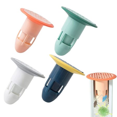 4 lugtsikre stik til brusebadsgulvafløb, lugtsikre brusebadsgulvafløb i gummi, badeværelsesafløb uden filter, egnet til utætte badeværelser-ki