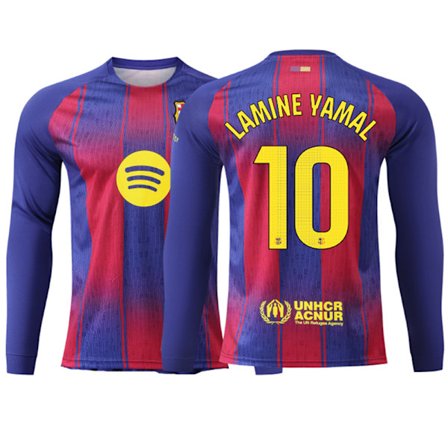 25-26 FC Barcelona Hjemme Langærmet NO.10 LAMINE YAMAL Fodbold T-shirt Trøje S-2XL