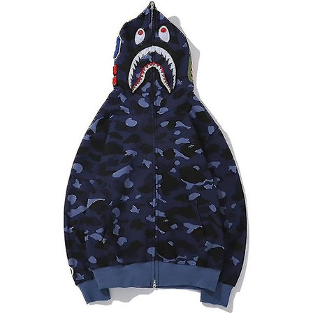 Shark Ape Bape Hoodie Camo Print Polyestertröja Casual Loose Zip Hoodie Jacka För Herr Dam