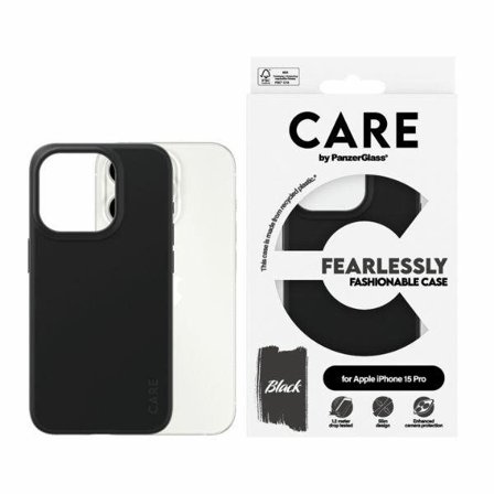 CARE by PanzerGlass Pelottoman muodikas kotelo iPhone 15 Pro - musta