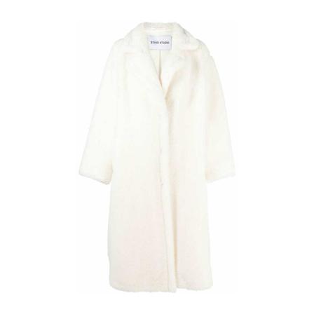 Stand Studio Faux Fur & Shearling Jakke Hvid, Dame